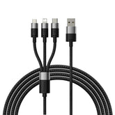 Baseus 3 in 1 USB-A to C+L+M Charing Cable 1.2M